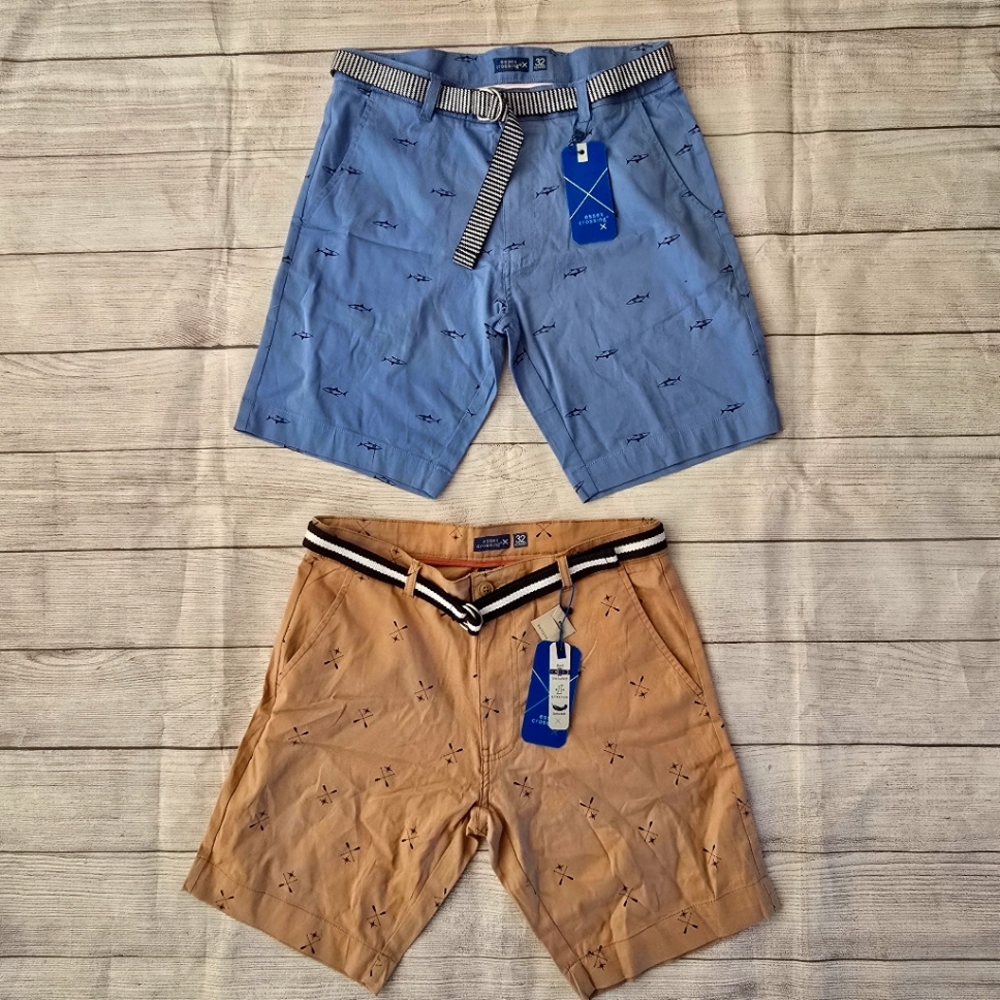 Men's Essex Crossings Classic Belted Soft Stretch Shorts Size 32